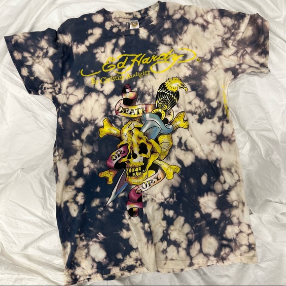 Ed Hardy Tops - Ed Hardy Graphic Tee Custom Dyed